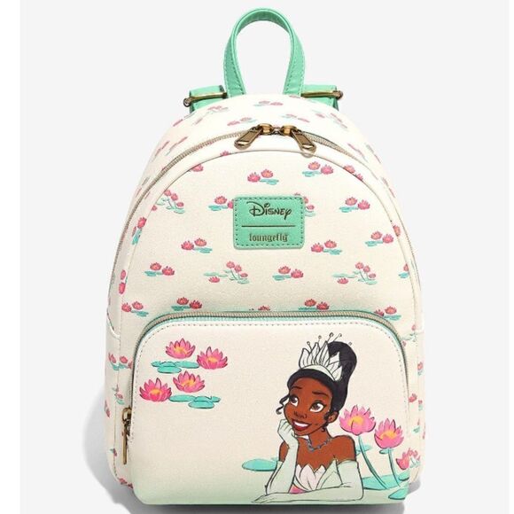 👑🐸Loungefly The Princess & The Frog Tiana Water Lilies Mini Backpack - Picture 1 of 4